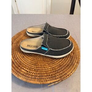 Walk-Hero Women Canvas Slip On Mule Sneakers Gray Orthotic Shoes Size 8.5